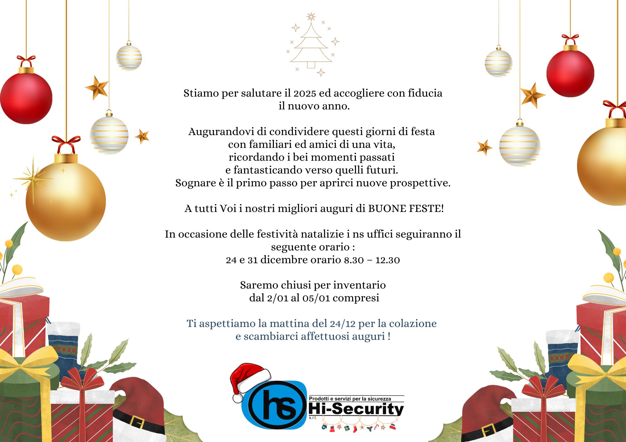 Il team di Hi-Security vi augura un felice Natale